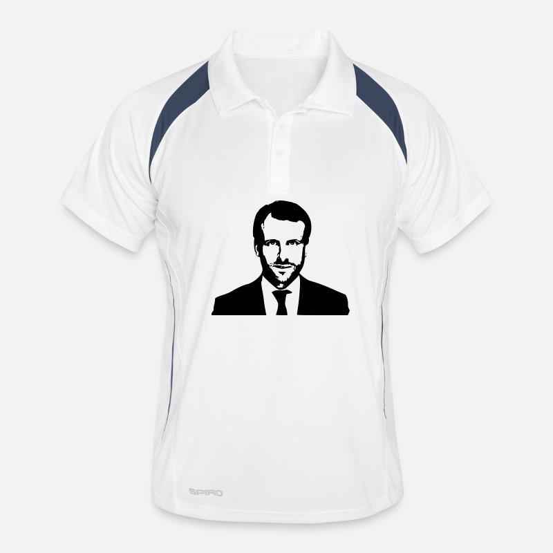 Macron Président - Polo respirant Homme - blanc/marine