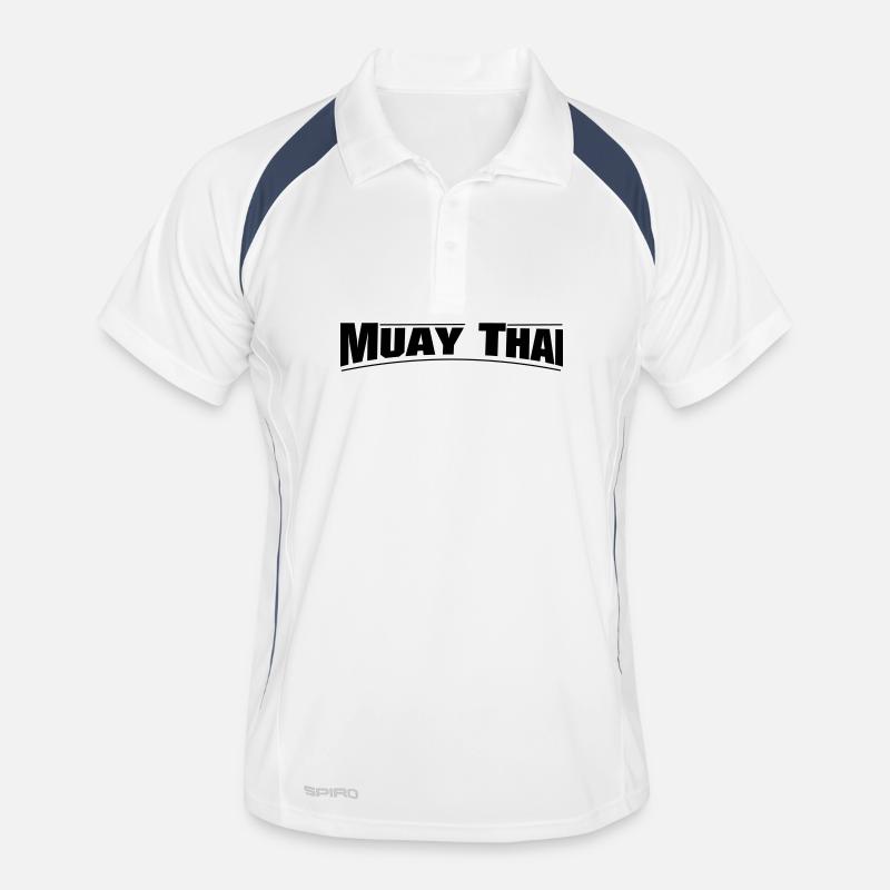 MUAY THAI - Männer Polo atmungsaktiv - Weiß/Navy