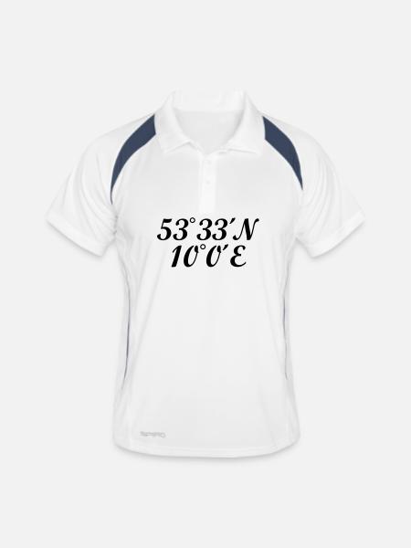 Hamburger Koordinaten Hamburg - Männer Polo atmungsaktiv - Weiß/Navy - Vorne