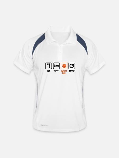 Basketballer - Männer Polo atmungsaktiv - Weiß/Navy - Vorne