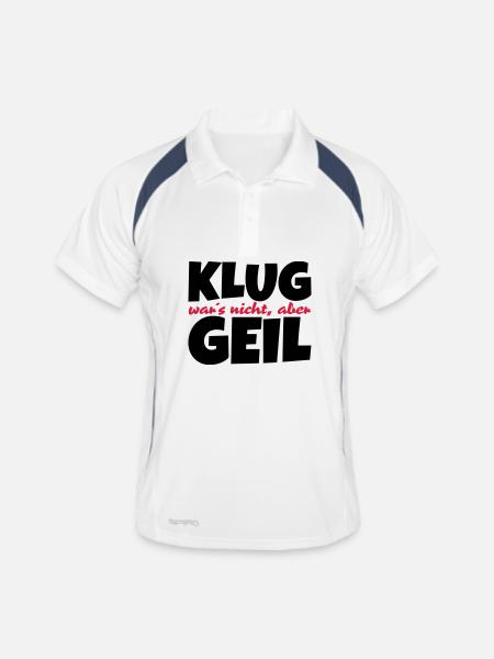 Klug wars nicht aber geil Spruch - Männer Polo atmungsaktiv - Weiß/Navy - Vorne