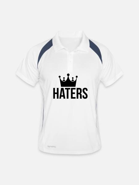 Haters Hater - Männer Polo atmungsaktiv - Weiß/Navy - Vorne