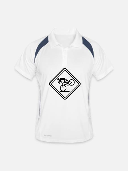 sport komisch mountainbiking - Männer Polo atmungsaktiv - Weiß/Navy - Vorne