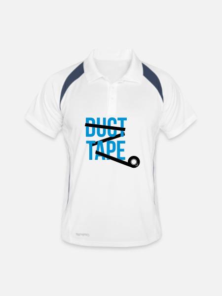 duct tape Klebeband - Männer Polo atmungsaktiv - Weiß/Navy - Vorne