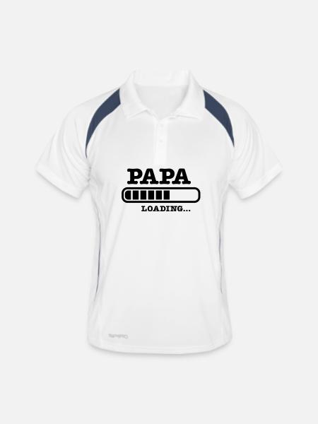 papa loading baby - Männer Polo atmungsaktiv - Weiß/Navy - Vorne