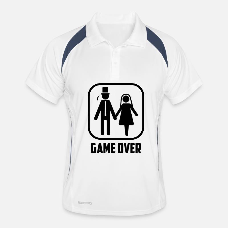 Junggesellen abschied game over Hochzeit - Männer Polo atmungsaktiv - Weiß/Navy