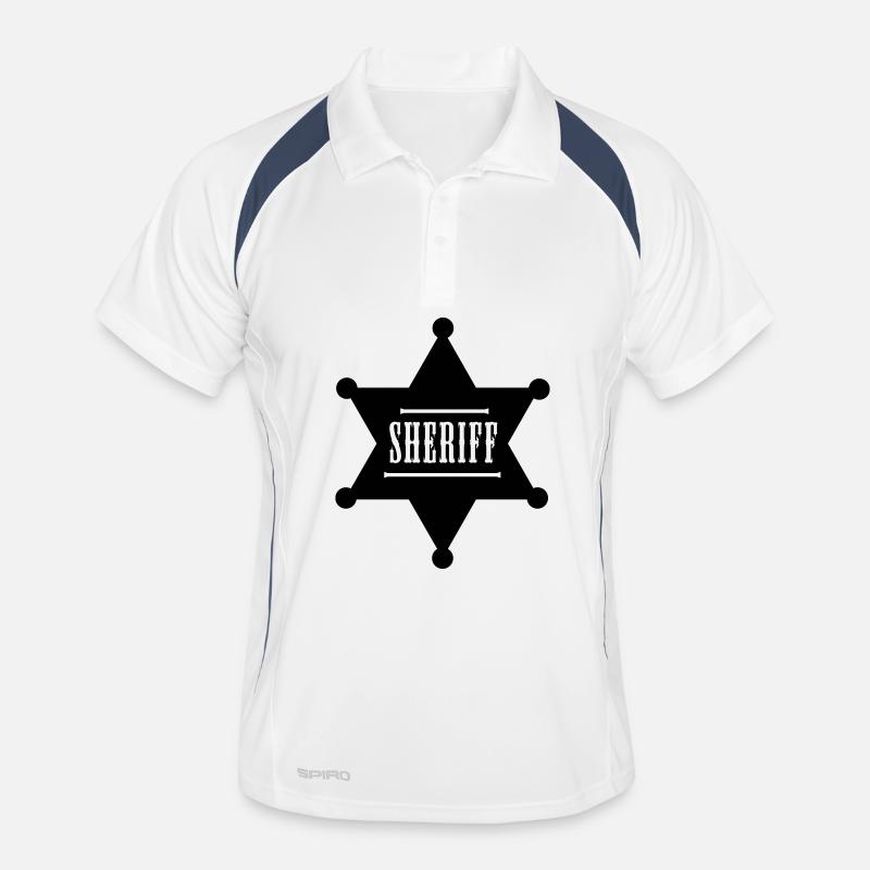 sheriff Chef - Männer Polo atmungsaktiv - Weiß/Navy