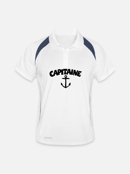 Capitaine - Männer Polo atmungsaktiv - Weiß/Navy
