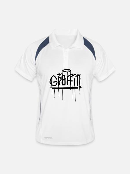 graffiti - Männer Polo atmungsaktiv - Weiß/Navy - Vorne