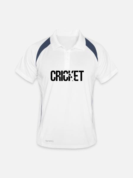cricket - Männer Polo atmungsaktiv - Weiß/Navy - Vorne