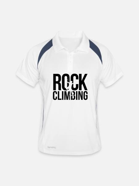rock climbing Klettern - Männer Polo atmungsaktiv - Weiß/Navy - Vorne