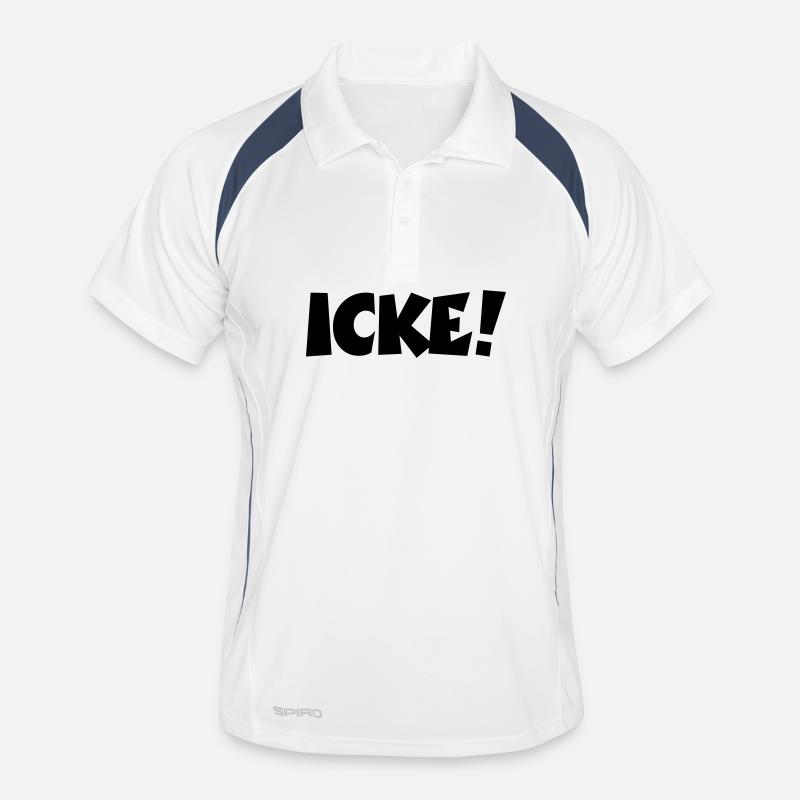 Lustige Berlinsprüche: ICKE! - Männer Polo atmungsaktiv - Weiß/Navy