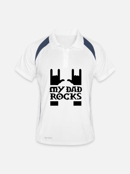 papa - mes roches de papa - Polo respirant Homme - blanc/marine - Devant