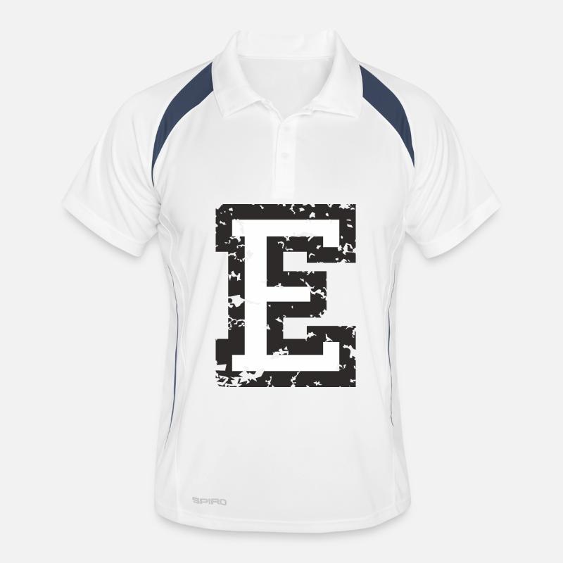 Letter E (Used Look) Black / White Men's Polo breathable