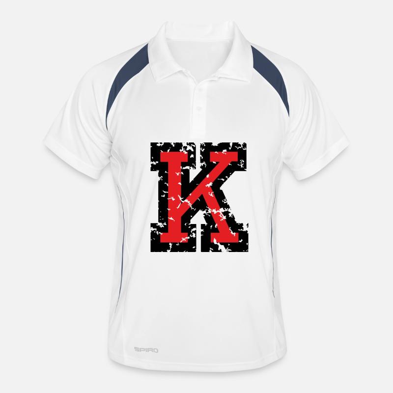 Letter K (Distressed) two-color Black/Red Men's Polo breathable