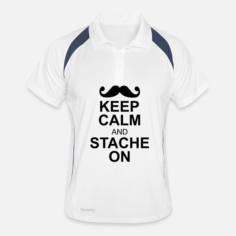 keep calm moustache Men's Polo breathable