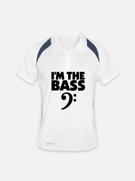 I'm the Bass - Ein Bass Design für Bassisten - Männer Polo atmungsaktiv - Weiß/Navy - Vorne