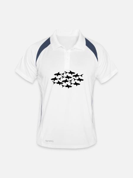 requin - Polo respirant Homme - blanc/marine