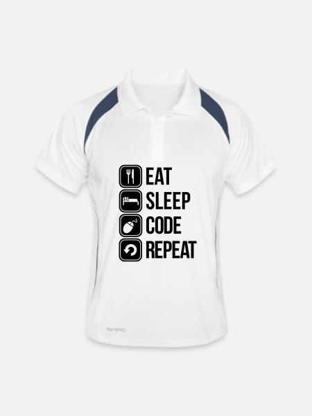 eat sleep code - Polo respirant Homme - blanc/marine