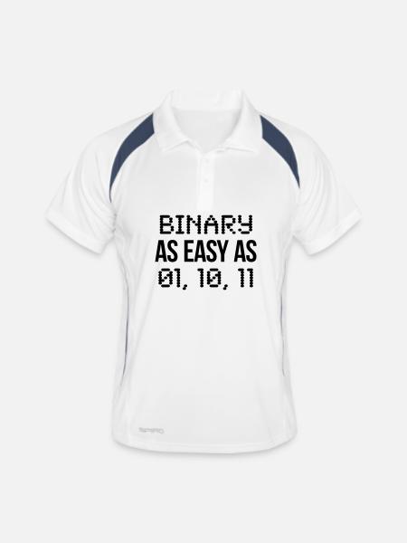 code binaire - Polo respirant Homme - blanc/marine