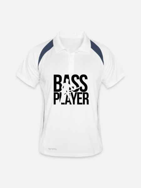 bassiste - Polo respirant Homme - blanc/marine - Devant