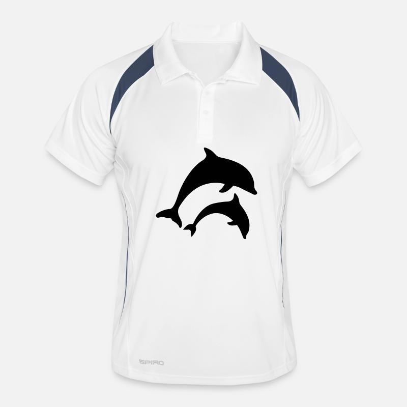 Delfine - Männer Polo atmungsaktiv - Weiß/Navy