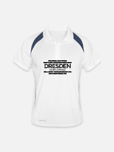 Dresden Elbflorenz (Vintage/Schwarz) - Männer Polo atmungsaktiv - Weiß/Navy - Vorne
