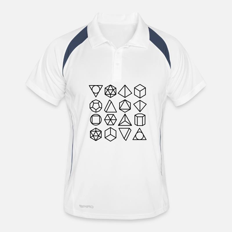 mathematical geometry - Polo respirant Homme - blanc/marine