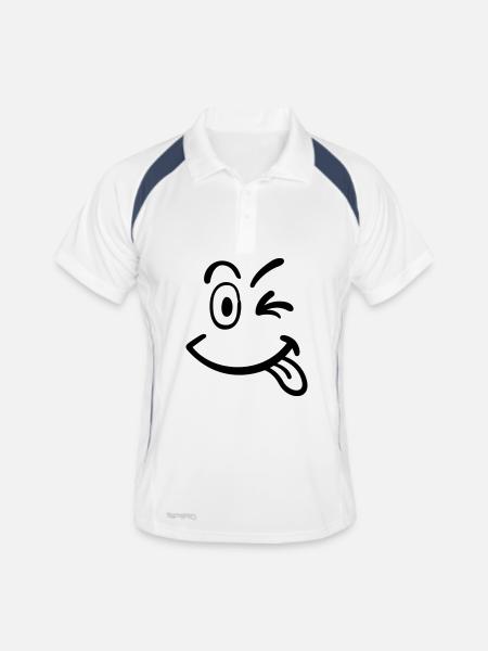 smiley - Polo respirant Homme - blanc/marine