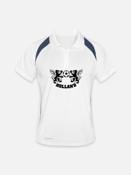 holland Niederlande - Männer Polo atmungsaktiv - Weiß/Navy - Vorne