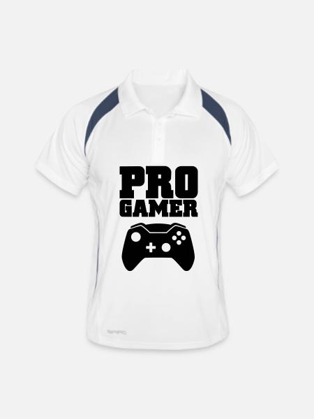 pro gamer - Men's Polo breathable - white/navy - Front