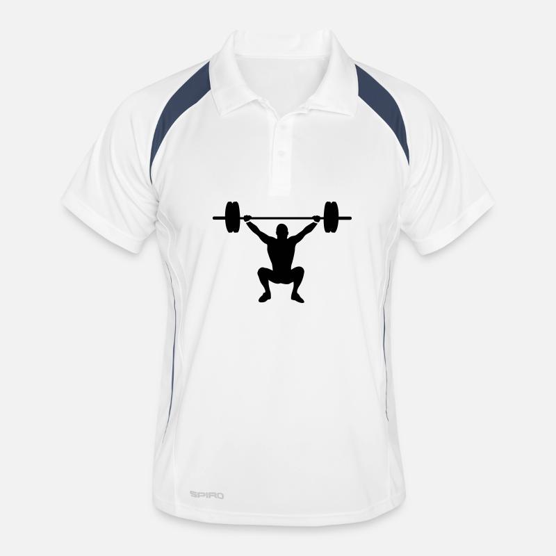 Gewichtheben - Männer Polo atmungsaktiv - Weiß/Navy