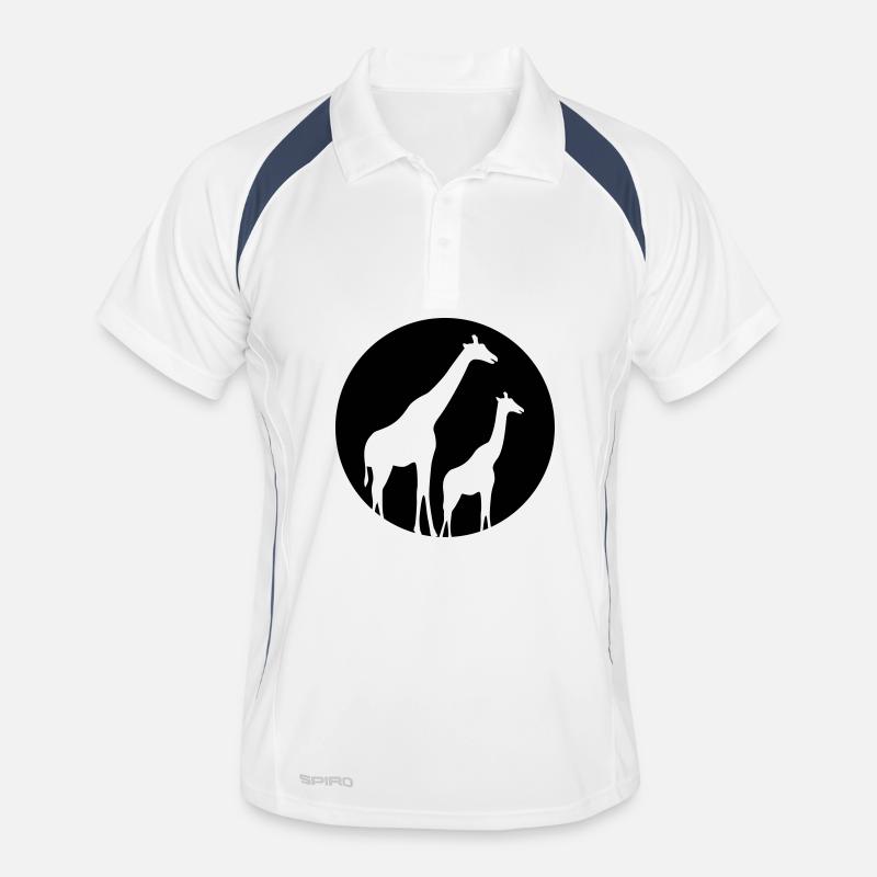 Giraffe - Männer Polo atmungsaktiv - Weiß/Navy