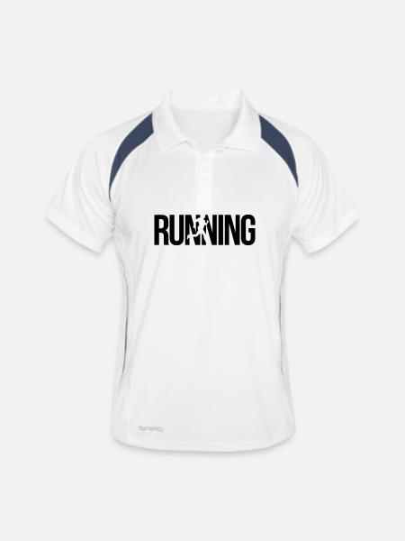 Laufen - Männer Polo atmungsaktiv - Weiß/Navy - Vorne