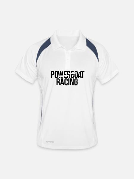 power boat racing - Männer Polo atmungsaktiv - Weiß/Navy - Vorne