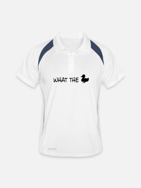fuck - Männer Polo atmungsaktiv - Weiß/Navy - Vorne