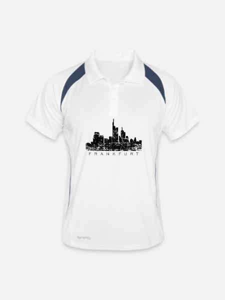 Frankfurter Skyline (Vintage/Schwarz) Frankfurt - Männer Polo atmungsaktiv - Weiß/Navy - Vorne
