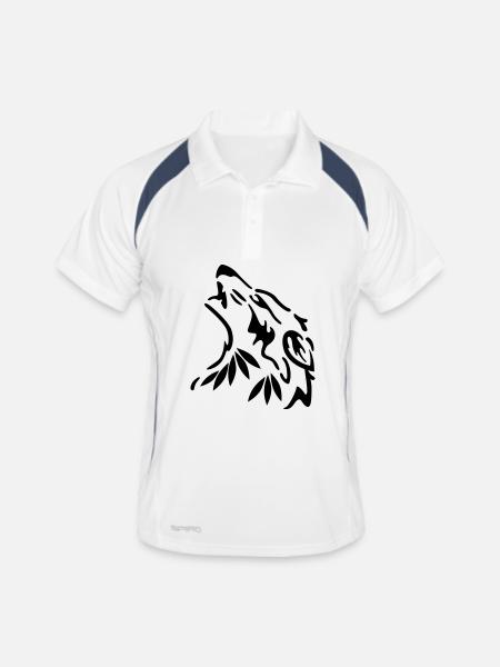 wolf - Männer Polo atmungsaktiv - Weiß/Navy - Vorne
