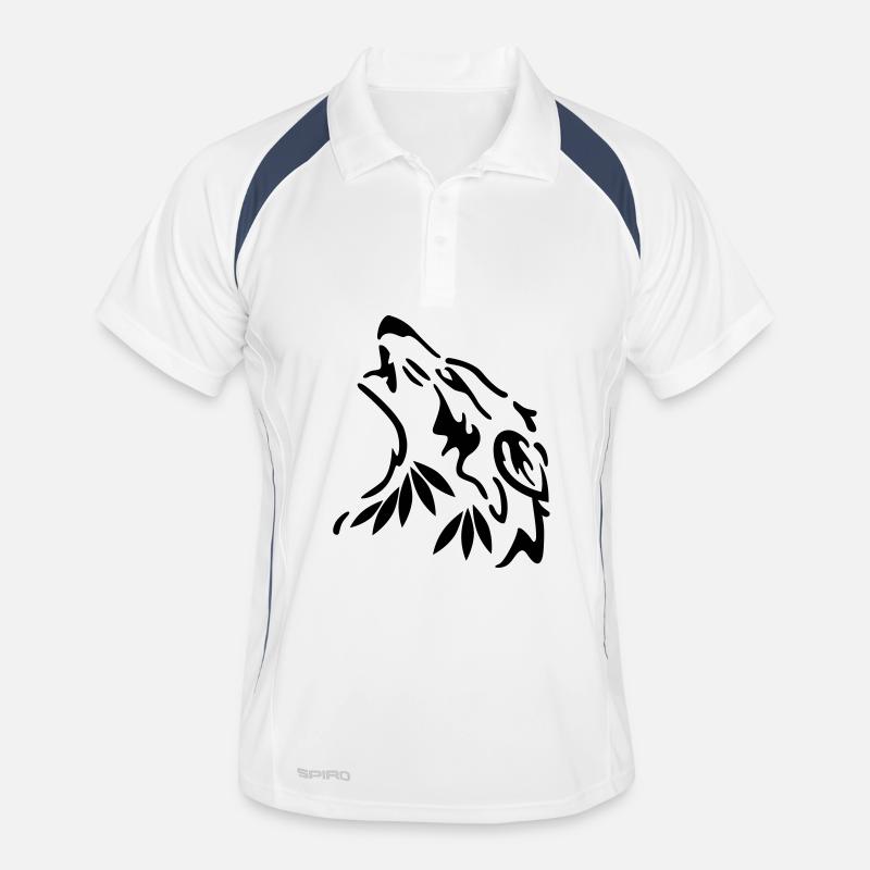 wolf - Männer Polo atmungsaktiv - Weiß/Navy