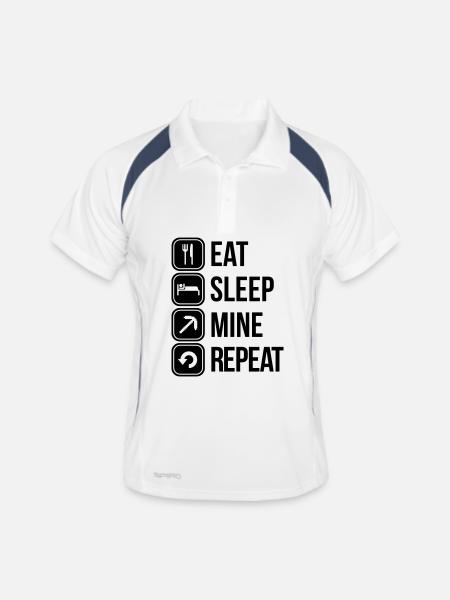 eat sleep mine repeat - Polo respirant Homme - blanc/marine - Devant