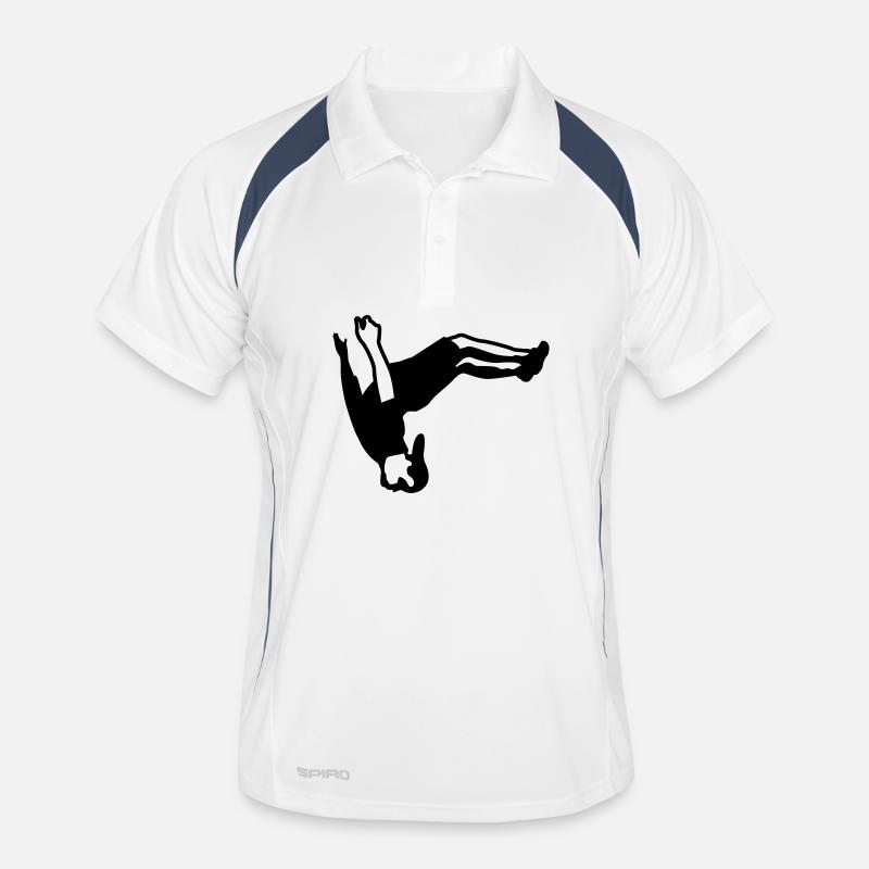 free running - Männer Polo atmungsaktiv - Weiß/Navy
