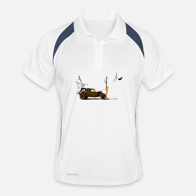 Oldtimer und orangefarbene Silhouette Männer Polo atmungsaktiv