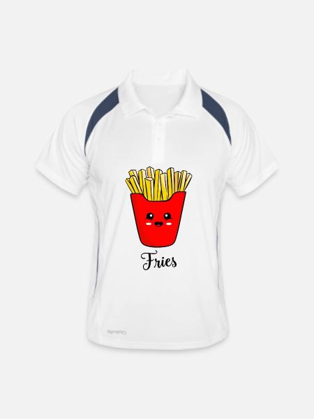 Frites mignonnes - Polo respirant Homme - blanc/marine