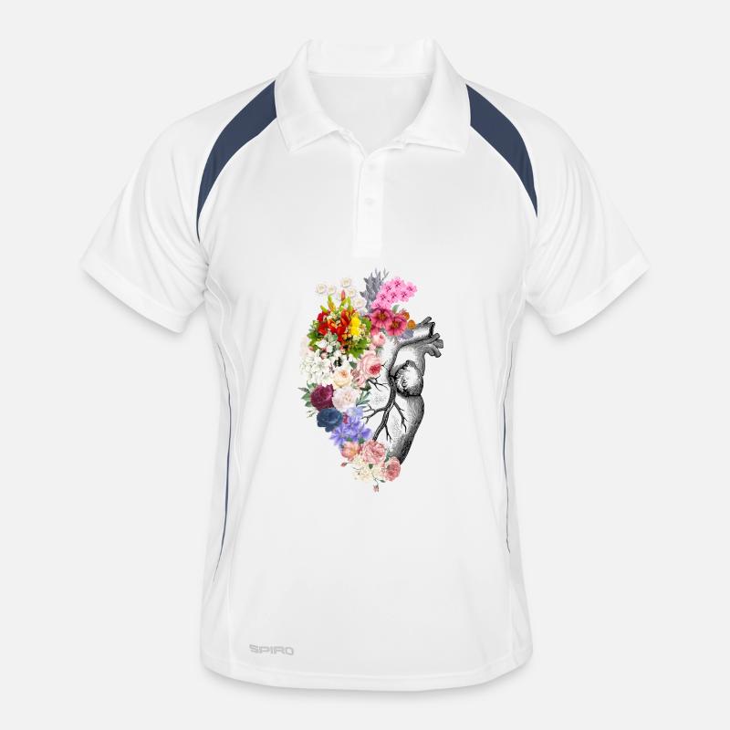 Floral Anatomical Heart Men's Polo breathable