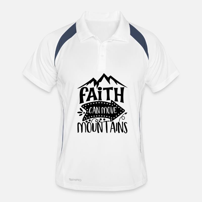 Faith Can Move Mountains Inspiration - Männer Polo atmungsaktiv - Weiß/Navy