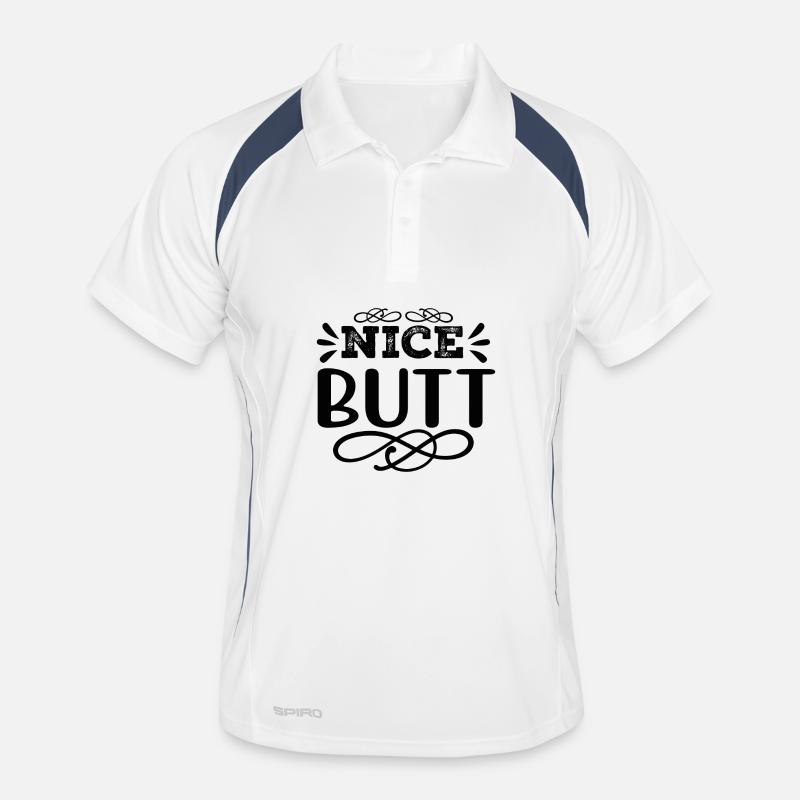 Nice Butt Frecher Spruch Design - Männer Polo atmungsaktiv - Weiß/Navy