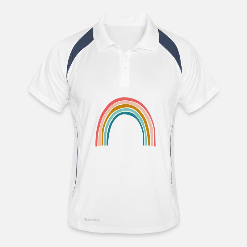 Pastell Regenbogenbogen - Männer Polo atmungsaktiv - Weiß/Navy