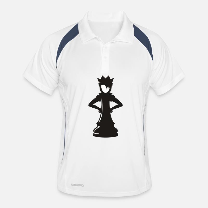 Wütende Schach Dame – Chess Queen Design - Männer Polo atmungsaktiv - Weiß/Navy