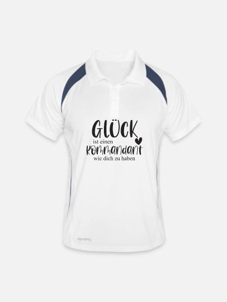 Kommandant Freiwillige Feuerwehr Ehrenamt Geschenk - Männer Polo atmungsaktiv - Weiß/Navy - Vorne