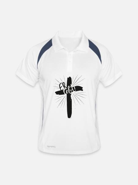Er lebt - Männer Polo atmungsaktiv - Weiß/Navy - Vorne